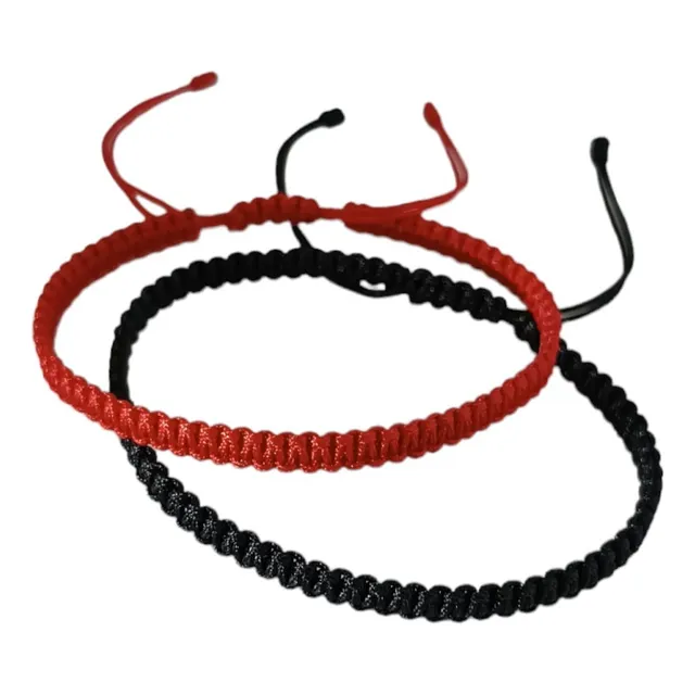 2 Pulseras Roja / Negra En Hilo Pareja Amistad Hilo Rojo