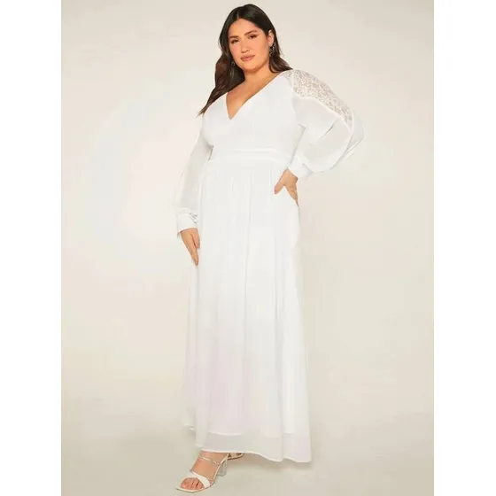 Vestido De Novia Blanco Boda Talla Plus 3xl Curvy Importado