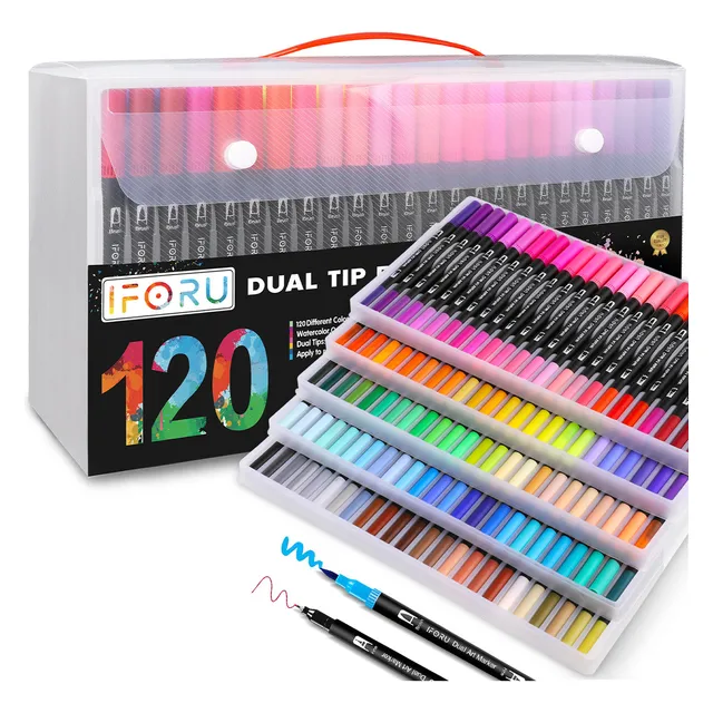 Marcadores 120 Colores Plumones Punta Pincel Doble Punta IFORU