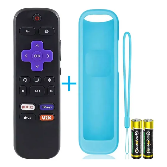 Control Remoto Para Roku Tv, Compatible Con Atvio Tcl Hisense Philips Jvc Rca Polaroid Hkpro Sansui Daewoo Aiwa Onn Sharp Hitachi Sanyo, Con Aaa Pilas Y Funda Protectora