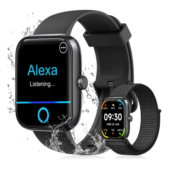 Relógio Inteligente Smartwatch Alexa Chamadas NOVANTE Masculino Feminino Esportivo Ip68 Bluetooth Notificações Instantâneas Tela Hd 1.83 300mAh 10Dias Monitor Cardíaco Spo2 Sono Ecg Pagamento Offline