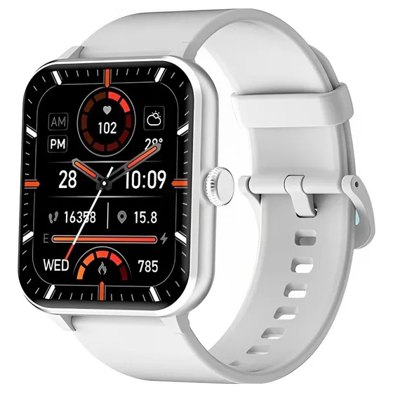 Reloj inteligente Blackview R50 con monitor cardíaco y pantalla de 1,85 pulgadas, funda blanca y pulsera blanca