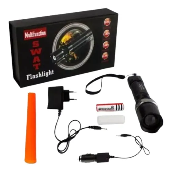 Linterna Tactica Led Recargable Zoom Swat Con Accesorios Linterna Rojo Luz Blanco