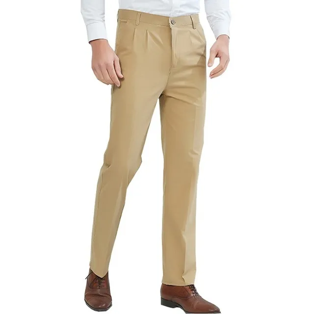 100% Algodón Suave Recto Formal Largo Casual Chino Hombres P