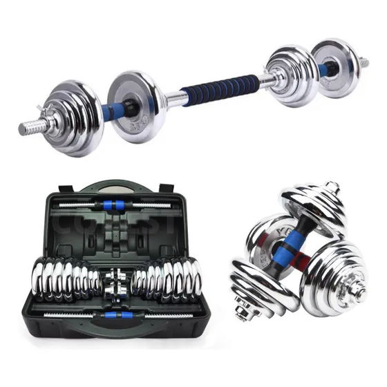 Maleta De Halteres Barra Anilhas Dumbbell Kit Completo 30kg