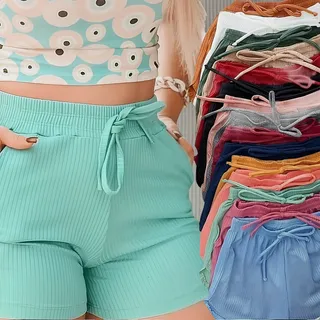 Kit 5 Shorts Feminino Canelado Atacado Moda Praia Piscina Kit 5 Shorts Feminino Canelado Atacado Moda Praia Piscina