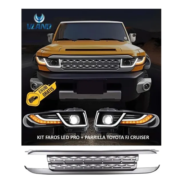 Faros Led Pro + Parilla Toyota Fj Cruiser Marca Vland