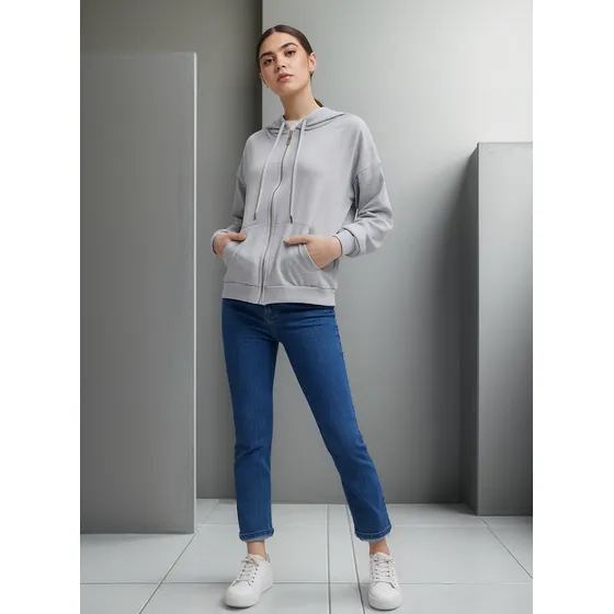 Buzo Mujer Ostu Zipper Gris Poliéster 40060237-1258