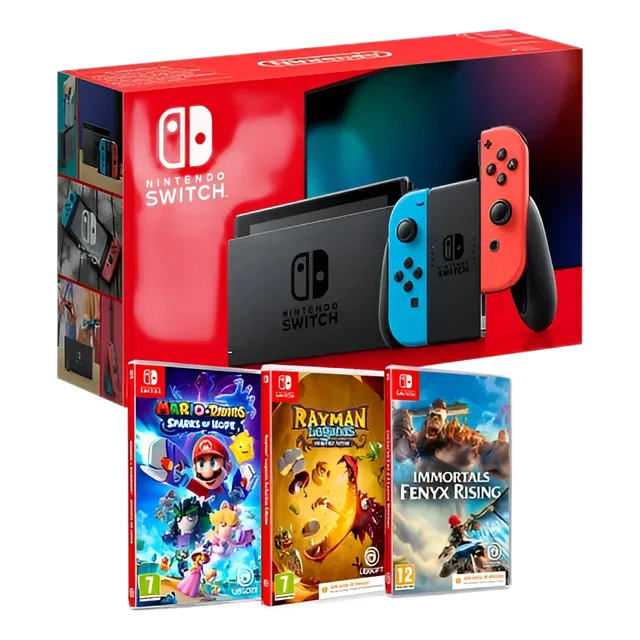 Nintendo Switch Estándar + Mario + Rayman + Immortals Fenyx
