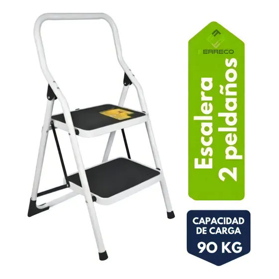 Escalera Tubular Plegable 2 Peldaños Pasos Alta Calidad