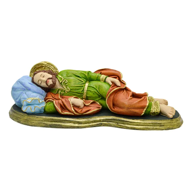 Figura Religiosa San José Dormido Pintado A Mano 30 Cm