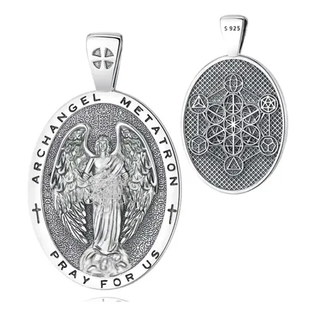 Colgante Arcángel Metatron En Plata Fina 950, Con Cadena