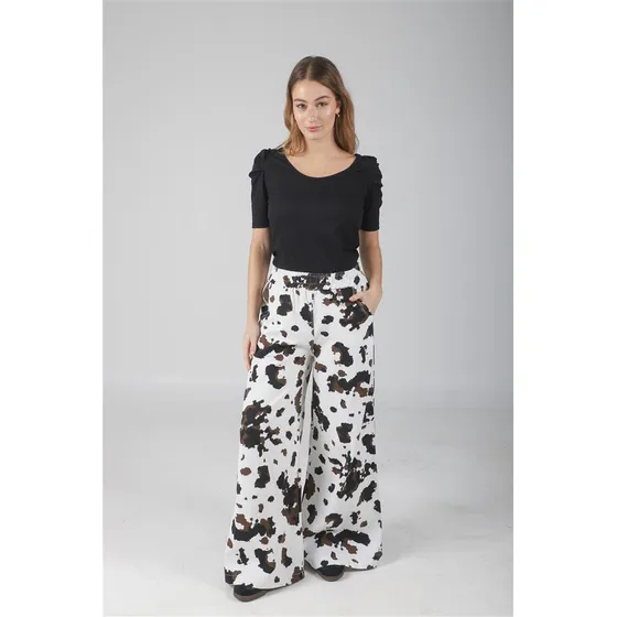 Pantalón Vaca Ancho De Gabardina Con Bolsillos Arizona