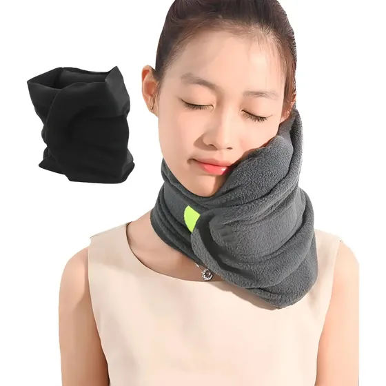 Almofada De Viagem De Avião Com Suporte Para Pescoço Cor Preto