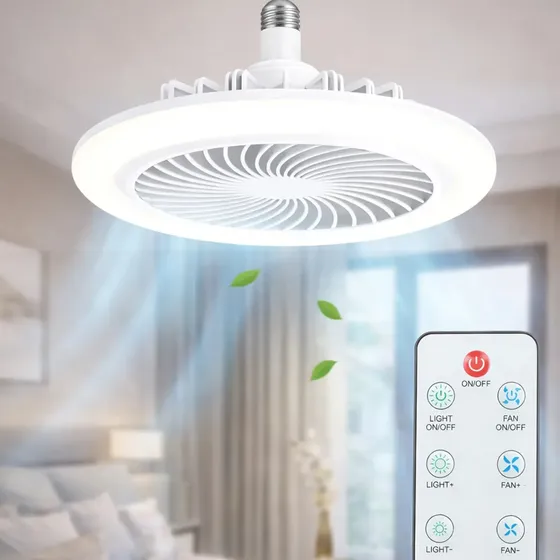 Foco Led 30w Lampara Con Ventilador Luz Blanco 3 Velocidades Con Control Remoto
