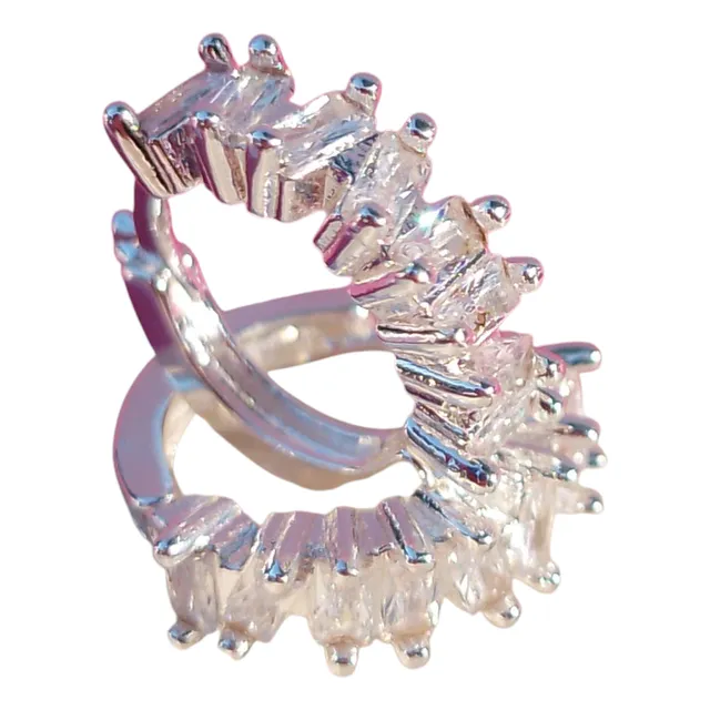 Aros Argolla Baguette De Plata 925 Con Cubic -10 Mm-