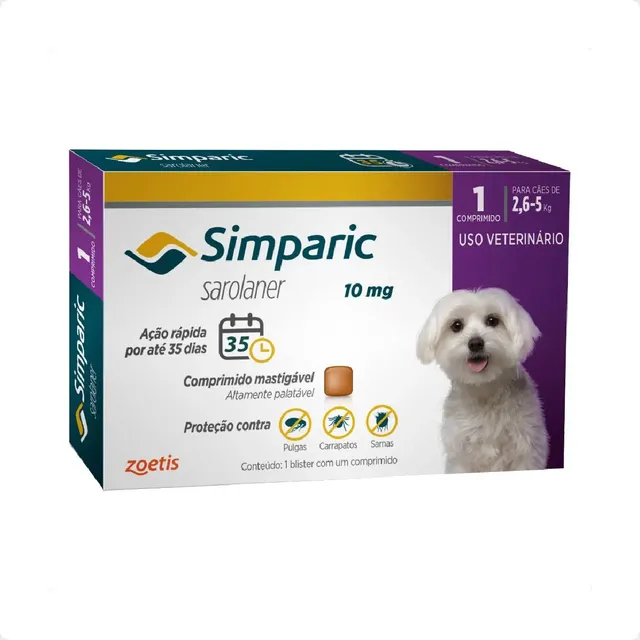 Zoetis Simparic 20mg Perro - Verde oscuro - 1 - 2.6 kg - 5 kg - 1 - Unidad - 1