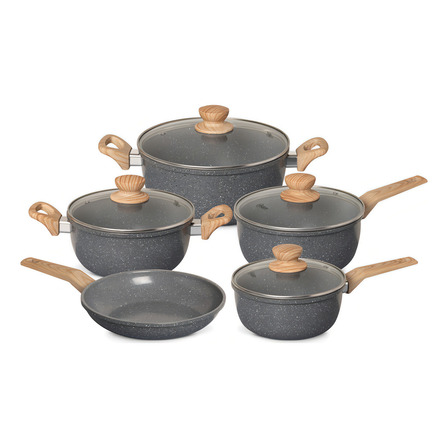 Conjunto De Panelas 5 Peças Com Revestimento Cerâmico Antiaderente E Acabamento Marmorizado E Fundo Compatível Com Indução Oster - Dark Grey Conjunto De Panelas 5 Peças Com Revestimento Cerâmico Antiaderente E Acabamento Marmorizado E Fundo Compatível Com Indução Oster - Dark Grey