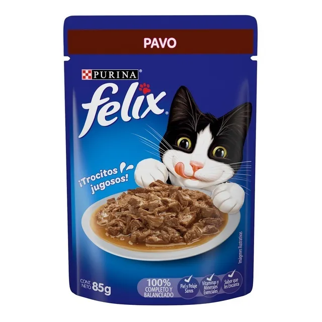 Alimento Felix Sensaciones para gato adulto sabor pavo de 85 g