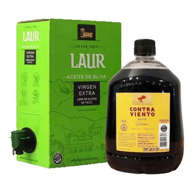 Aceite De Oliva Laur Bag In Box 2l + Aceto Contra Viento 2l