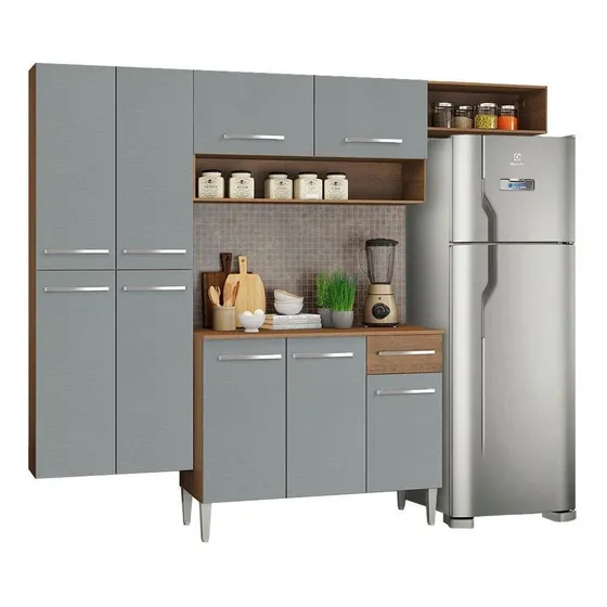 Mueble de Cocina Integral Madesa Emilly 229cm Marrón/Gris