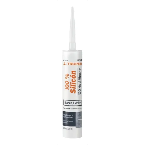 100% Silicón Sellador Blanco De 280 Ml, Truper 17560