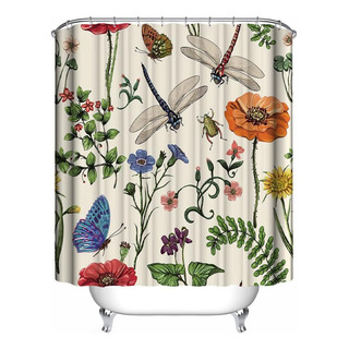 Las Libélulas Vuelan Entre Las Flores Cortina De Baño Las Libélulas Vuelan Entre Las Flores Cortina De Baño