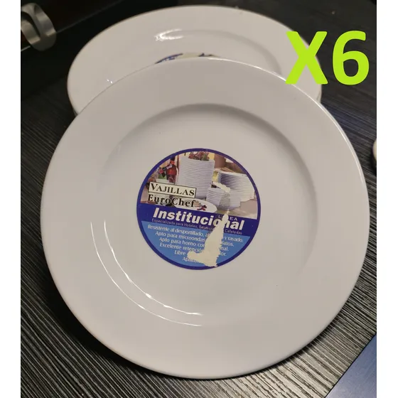 Plato De Ceramica 8 Pulgadas Eurochef Pack 6unds / Ref20