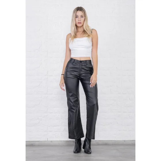 Pantalón Wide Leg Engomado Mujer Tm Moom