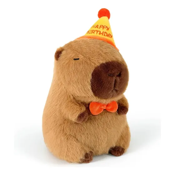 Peluche Carpincho C/ Gorro De Cumpleaños 35cm Capibara Suave