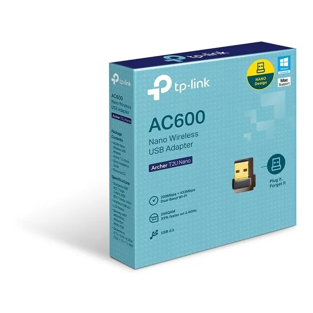 Adaptador Usb  Wifi Tplink T2u Nano Dualband Ac600