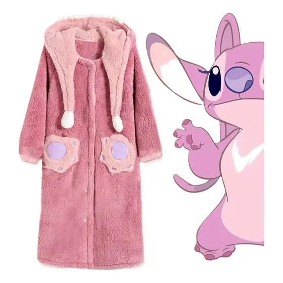 Bata Pijama Stitch Polar Unisex Camisola Mujer Pijamas Batas