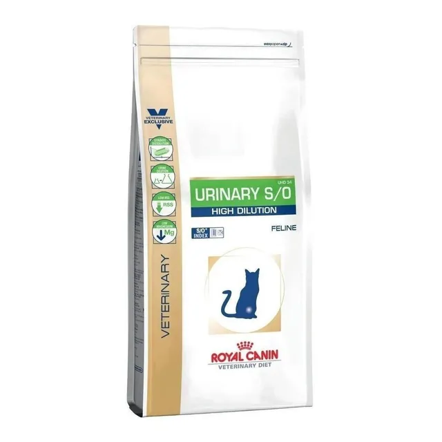 Alimento Royal Canin Veterinary Diet Feline Urinary S/O High Dilution UHD 34 para gato adulto de raza pequeña sabor mix de 7.5 kg