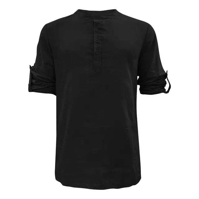 Camisa Para Hombre Vestido Manga Larga Boton Abajo Algodon