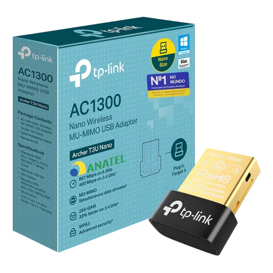 Adaptador Usb Wi-fi Tp-link Archer T3u Nano Ac1300 5ghz