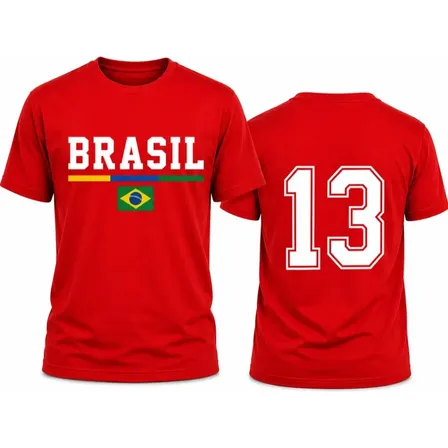 Camisa Brasil 13 Lula Pt Eleições 2026 100% Algodao Unissex Vermelho M