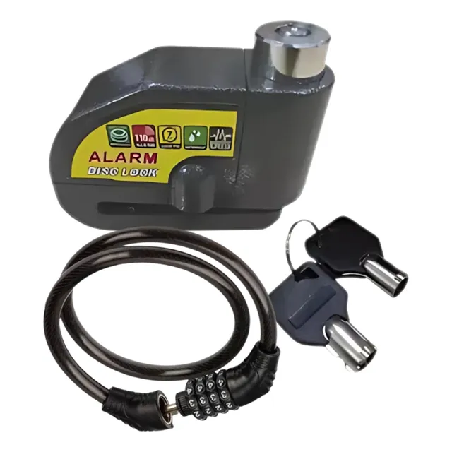 Candado Disco Moto Seguro Antirobo Y Guaya Con Clave