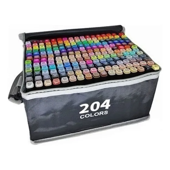 Estojo Canetinha Touch 204 Cores Marcadores Para Colorir