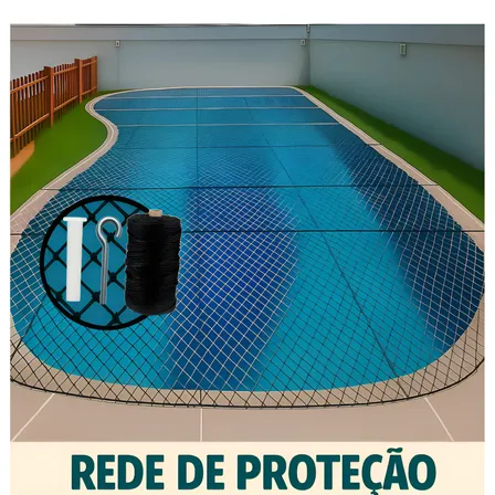 Kit 2,50x5,50 Completo Rede Tela De Proteção Para Piscina Preta