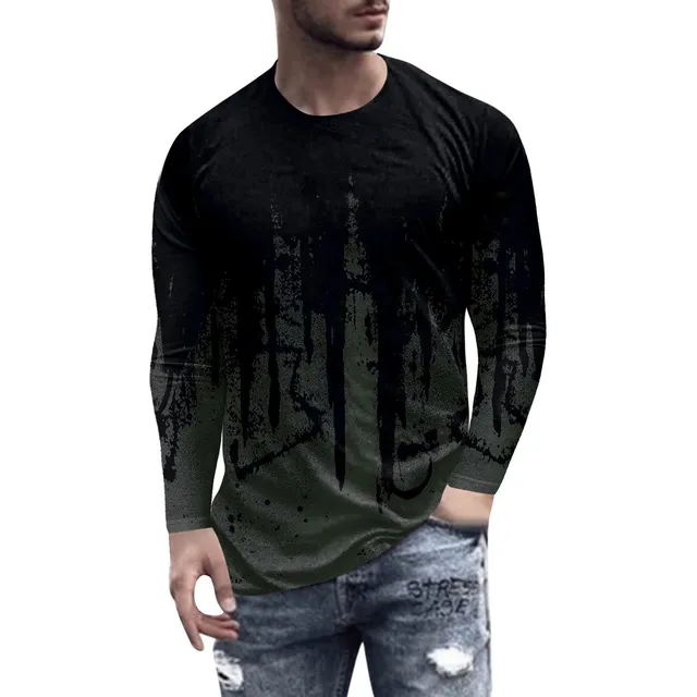 Camiseta Manga Larga Muscular Para Hombre Tops Tipo Tunica