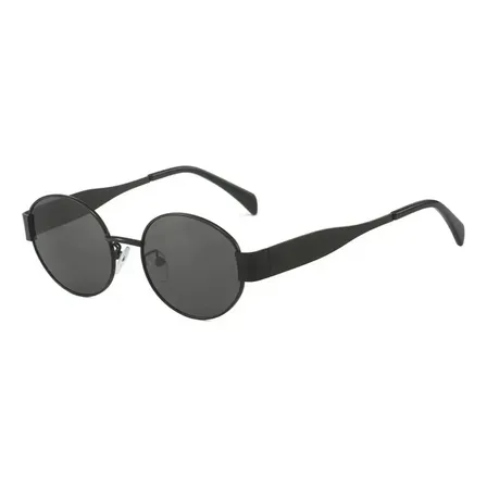 Óculos De Sol Feminino Oval Dourado Preto