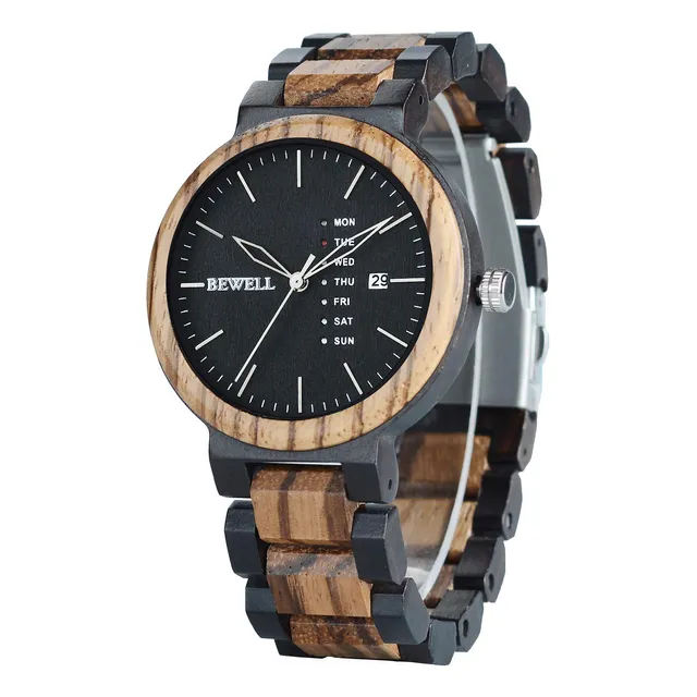 Relojes De Madera De Los Hombres De Bewell Quartz 6437d