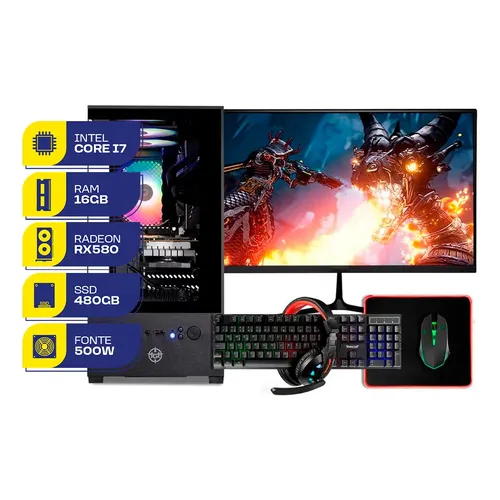 Pc Gamer Completo Mcl, Intel I7, Rx 5600, 16gb, Ssd 480gb 480 Gb
