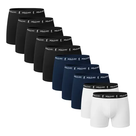 Kit 10 Cuecas Boxer Masculina Algodão Confortável Polo Fit