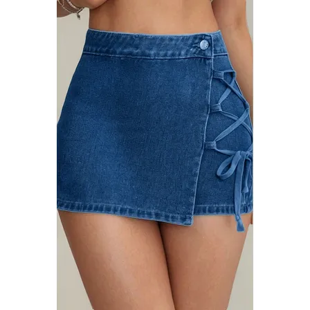 Falda Short Jeans Mujer Elasticado