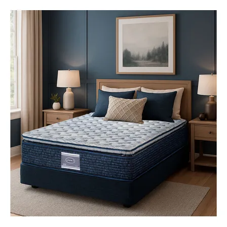 Colchón Matrimonial América Modelo Frida | Tecnología Perfect Side | Soporte Ortopédico Y Lumbar | Firmeza Media | Altura 28 Cm Azul Marino