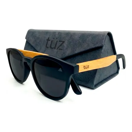 Óculos De Sol Escuro Vulcano Polarizado Bambu Madeira + Case