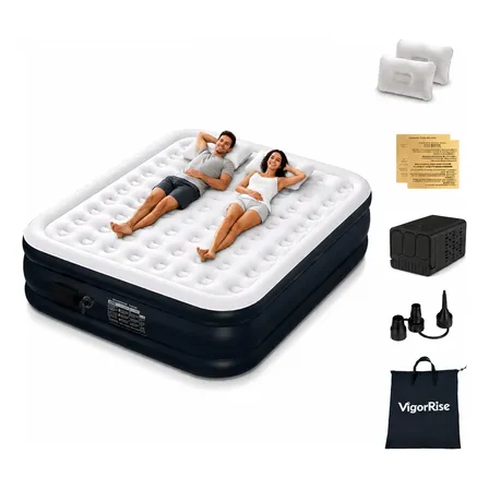 Colchao Inflavel Casal Queen203*150*40cm Dobrável, Portátil Preto