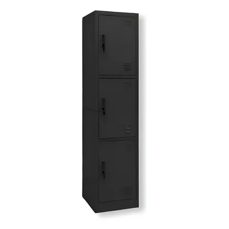Locker Casilleros 3 Puertas Metalicos Chapa Llave Oficina Negro