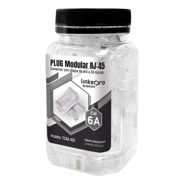 Bote Con 100 Piezas De Plug Modular Rj45 Cat6a 30 Micras